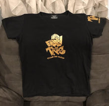 Load image into Gallery viewer, Womens Fitted V-Neck T-Shirt w/ Gold Glitter $30