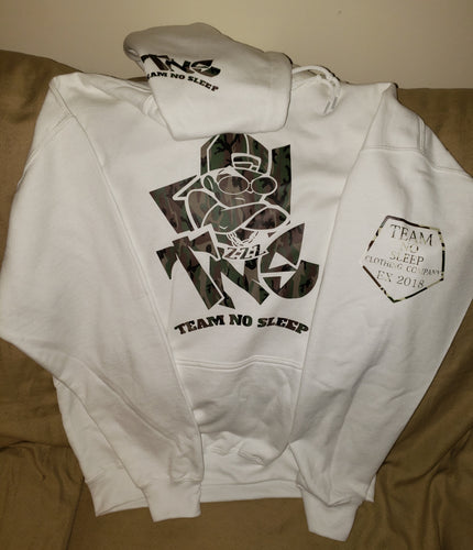 White Hoodie w/Camouflage $45