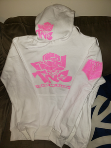 White Hoodie w/Pink Glitter $45