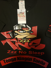 Load image into Gallery viewer, Black w/ Red Shirt Zzz No Sleep/Tengo Ningún Sueño $30