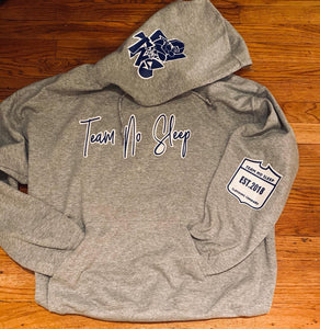 Grey Hoodie w/Blue Letters