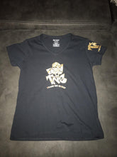 Load image into Gallery viewer, Womens Fitted V-Neck T-Shirt w/ Gold Glitter $30